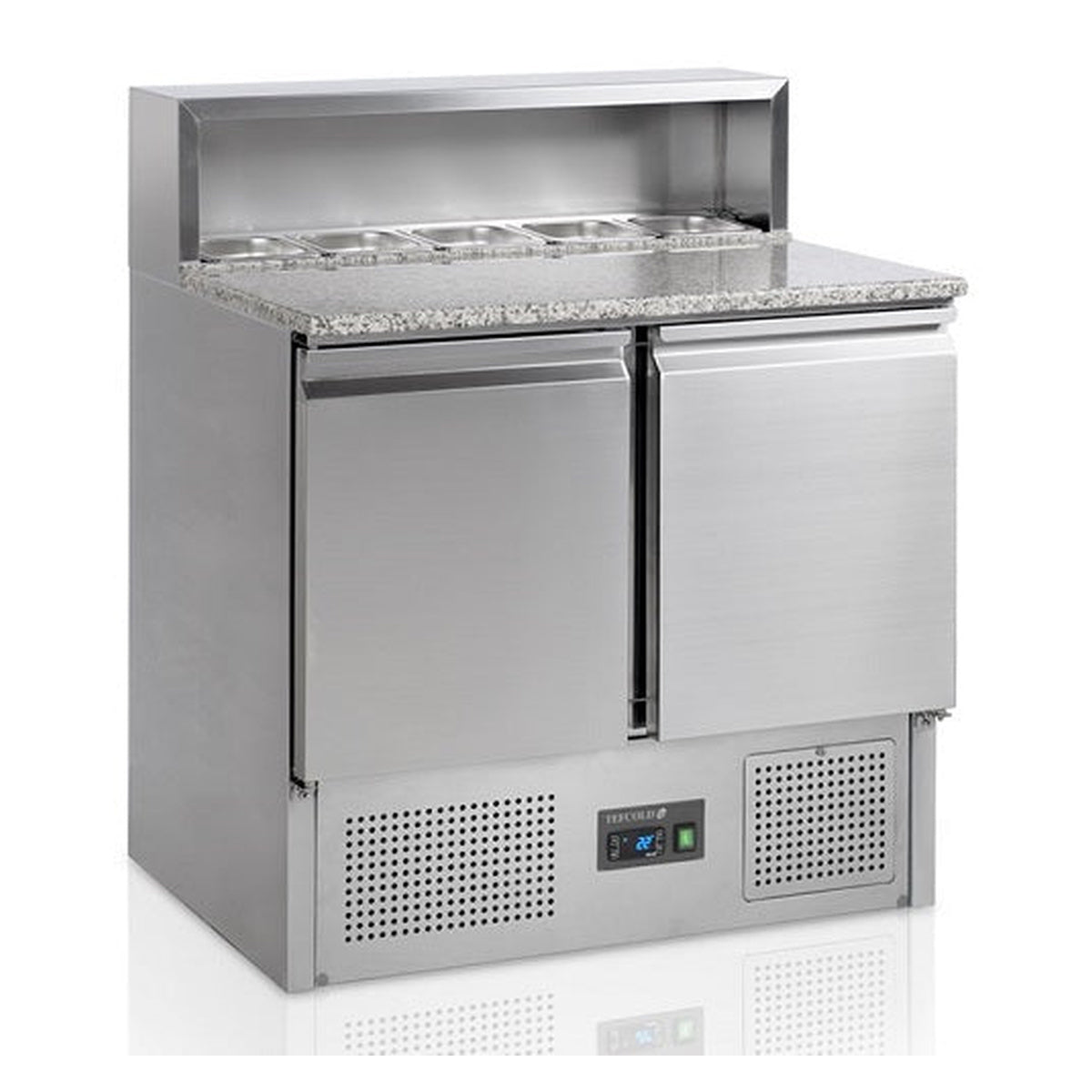 Pizzabenk GN1/1 Tefcold PT920 – vifteassistert kjøling, granittopp, rustfritt stål